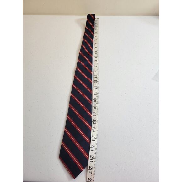 Boston Trader Neck Tie Red Navy Blue Striped English Regimentals Classic 90s - Picture 3 of 4